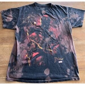 2014 DEADPOOL MENS Medium Bleach Tie Dye Unique Graphic T-Shirt Marvel‎ Comics